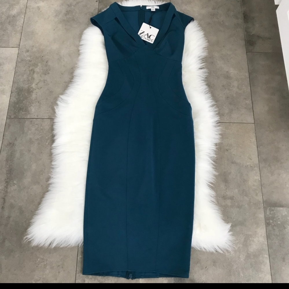 NWT {zac Posen} teal peacock Joni bodycon dress!
